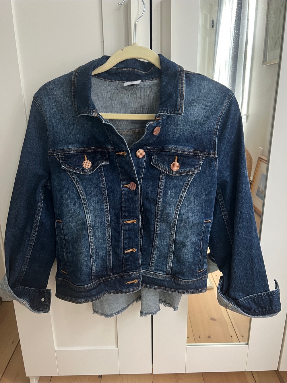 CAbi Dark Indigo Denim Jacket with Copper Buttons